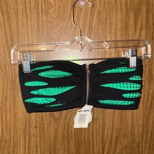 Hot Topic Black and Green Strapless Top